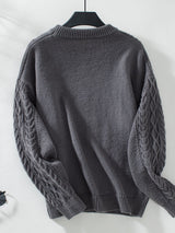 Retro Round Neck Twisted Twist Pullover Sweater