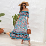 Bohemian Beach Print Holiday Long Dress