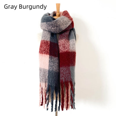 Women Fringed Thick Scarf Shawl