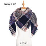 Fine Plaid Thick Fringed Scarf Shawl