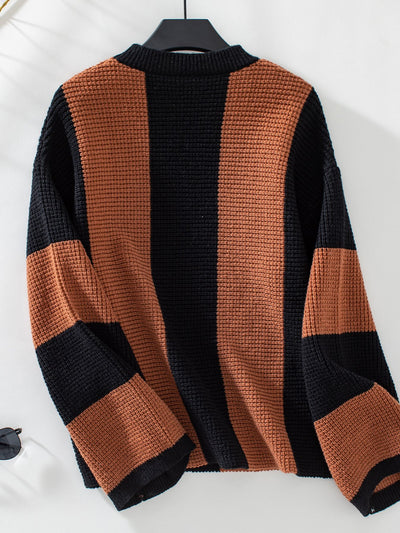 Casual Loose Contrast Striped Sweater