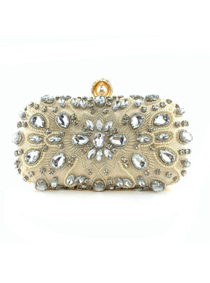 Rhinestone Hand Beaded Chain Clutch Bag