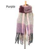 Thick Tassel Plaid Thickened Stitching Scarf