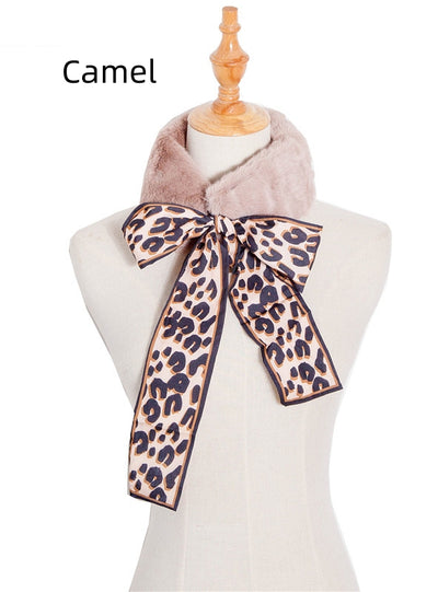 Thickened Imitation Rabbit Hair Leopard Print Scarf