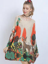 Giraffe Printed Long Sleeve Sweater