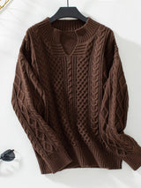 Solid Color Twisted Loose Long Sleeve Sweater