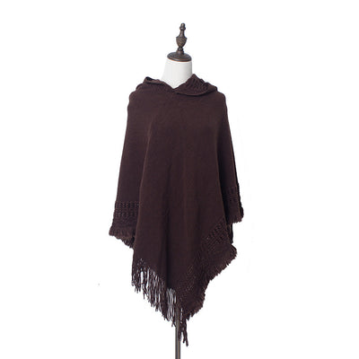 Knitted Shawl Hooded Pullover Cloak