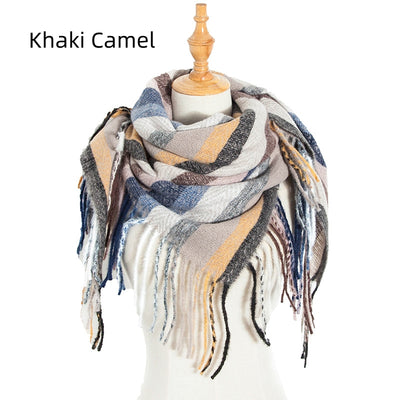 Striped Prickly Fringed Square Scarf