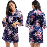 Loose Satin Silk Printed Short Nightgown