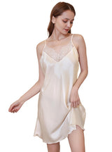 Summer Silk Slim Lace Suspender Nightdress