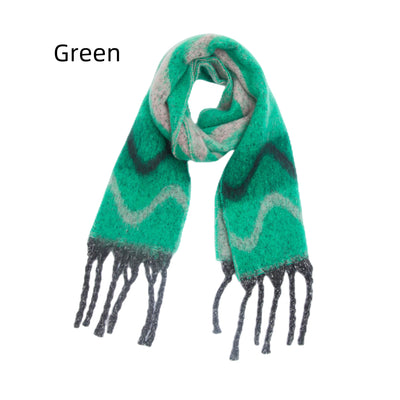 Thick Wavy Jacquard Coarse Fringed Scarf