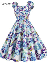 Printed Silm Waist Retro Hepburn Dress