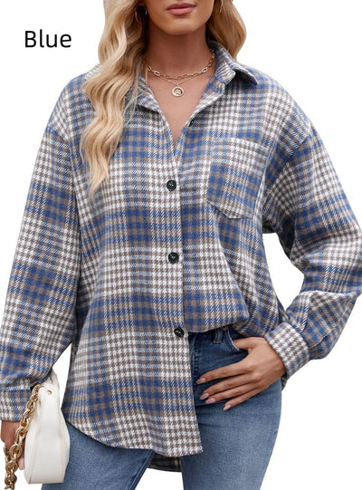 Thousand Plaid Button Woolen Shirt