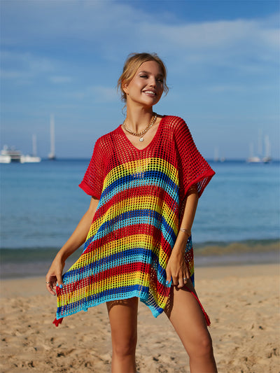 Beach Knitted Rainbow Holiday Bikini Cover Up