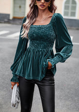 Velvet Long Sleeve Shirt Top