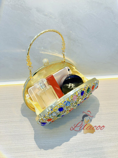 Rhinestone Egg-shaped Rhinestone Dinner Bag