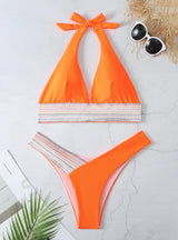 Solid Color Sexy Halter Two Piece Bikini