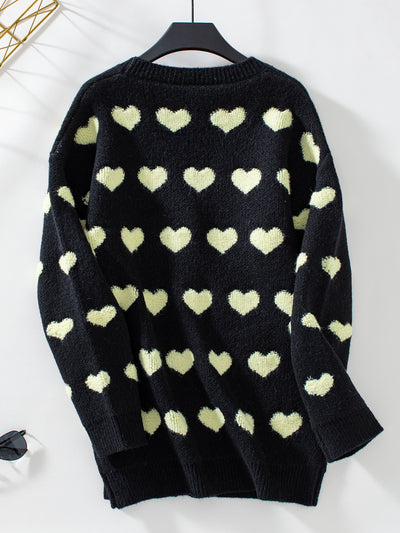 Women Love Heart Button Sweater Coat