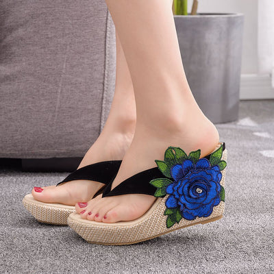 9 cm Bohemian Waterproof Platform Thick-soled Wedge Slippers