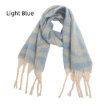 Jacquard Zebra Thick Tassels Scarf