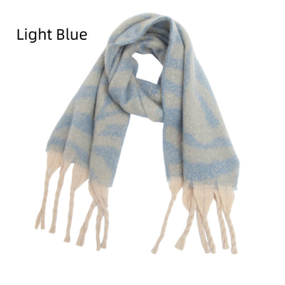 Jacquard Zebra Thick Tassels Scarf