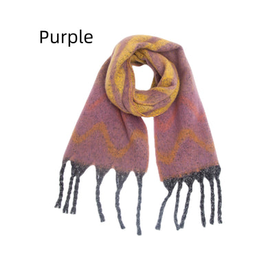 Thick Wavy Jacquard Coarse Fringed Scarf