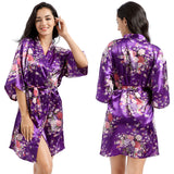 Loose Satin Silk Printed Short Nightgown