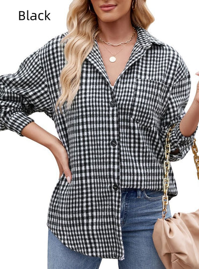 Thousand Plaid Button Woolen Shirt