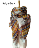 Colorful Plaid Double-sided Cashmere-like Plaid Scarf