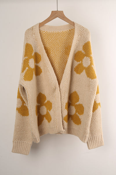 Printed Cardigan Flower Sweater