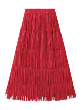 Pleated Tassel Stitching Skirt