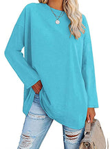 Loose Long-sleeved Round Neck Blouse T-shirt