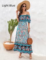 Bohemian Beach Print Holiday Long Dress