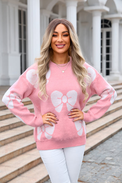 Women Loose Bow Pullover Sweater