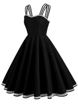 Retro Solid Color Suspender Hepburn Dress