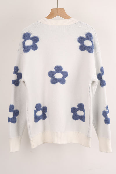 Women Flower Round Neck Sweater