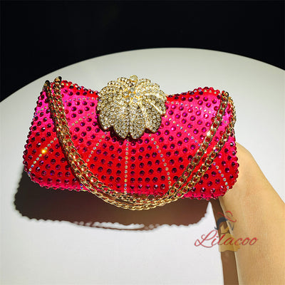 Chain Slung Rhinestone Handbag