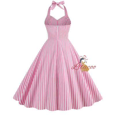 Hepburn Mid-length Stripe Retro Dress