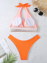 Solid Color Sexy Halter Two Piece Bikini