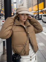 Loose Vertical Collar Short Cotton-padded Coat