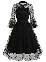 Women Retro Mesh Embroidery Vintage Dress