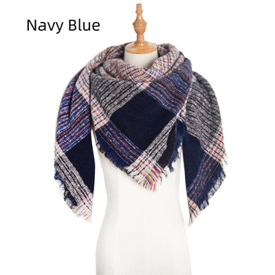 Autumn and Winter Plaid Triangle Scarf