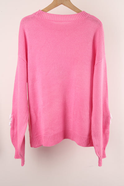 Flower Round Neck Long Sleeve Sweater