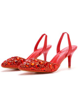 Shallow-mouthed Colored Rhinestone Stiletto Sandals