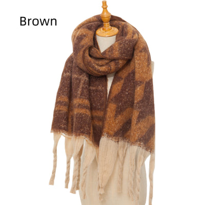 Jacquard Coarse Fringed Houndstooth Scarf Shawl