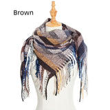 Striped Prickly Fringed Square Scarf