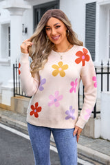 Multicolored Flowers Long Sleeve Sweater