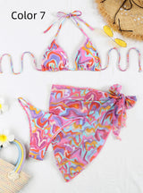 Sexy Multicolor Printed Beach Skirt Bikini