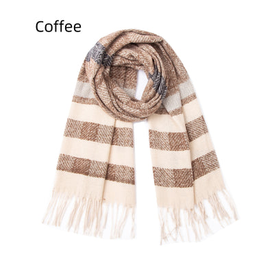 Fringe Stripes Increase Warm Scarf