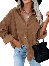 Loose Casual Corduroy Shirt Top